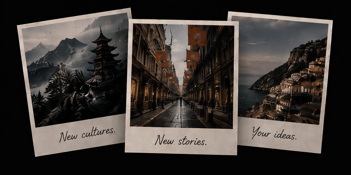 Three travel photographs celebrating new cultures, new stories and your ideas